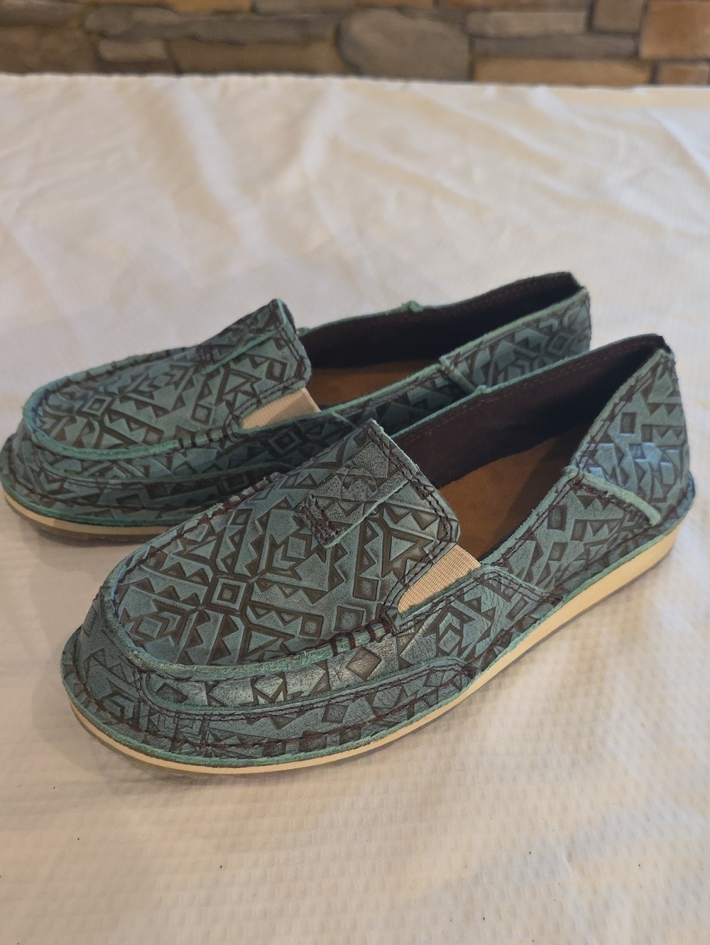 ARIAT textured leather Cruiser loafers shoes western cowboy 7